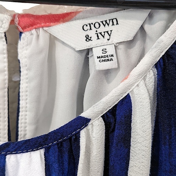 CROWN & Ivy Multicolor Flutter Sleeve Shift Dress Size Small - Picture 3 of 5